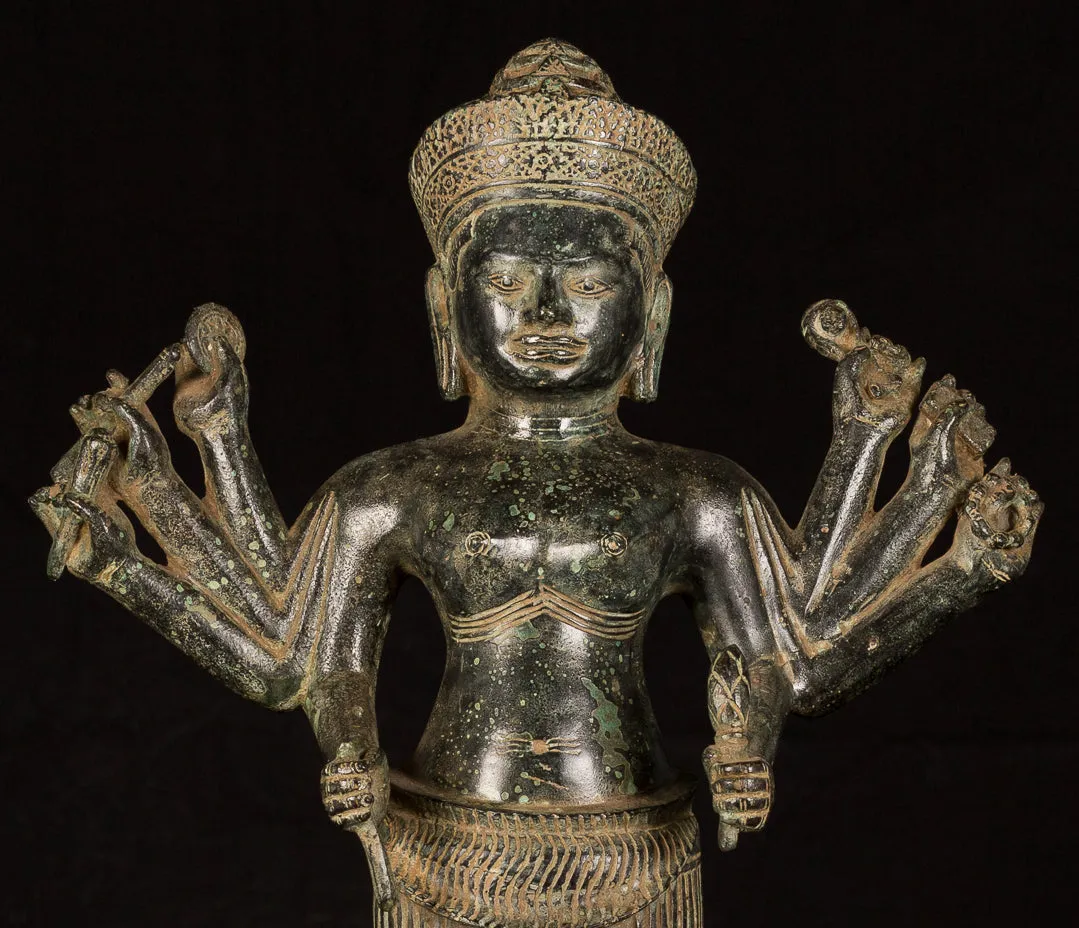 Antique Khmer Style Koh Ker Durga Mahishasuramardini Statue- 54cm/22"