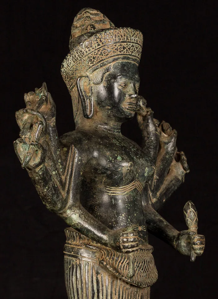 Antique Khmer Style Koh Ker Durga Mahishasuramardini Statue- 54cm/22"