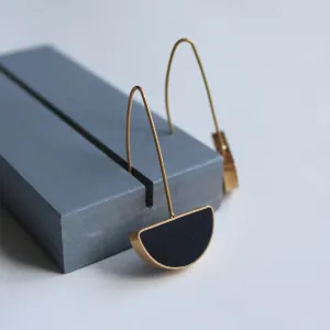 Arc Black Drop Earrings - Gold