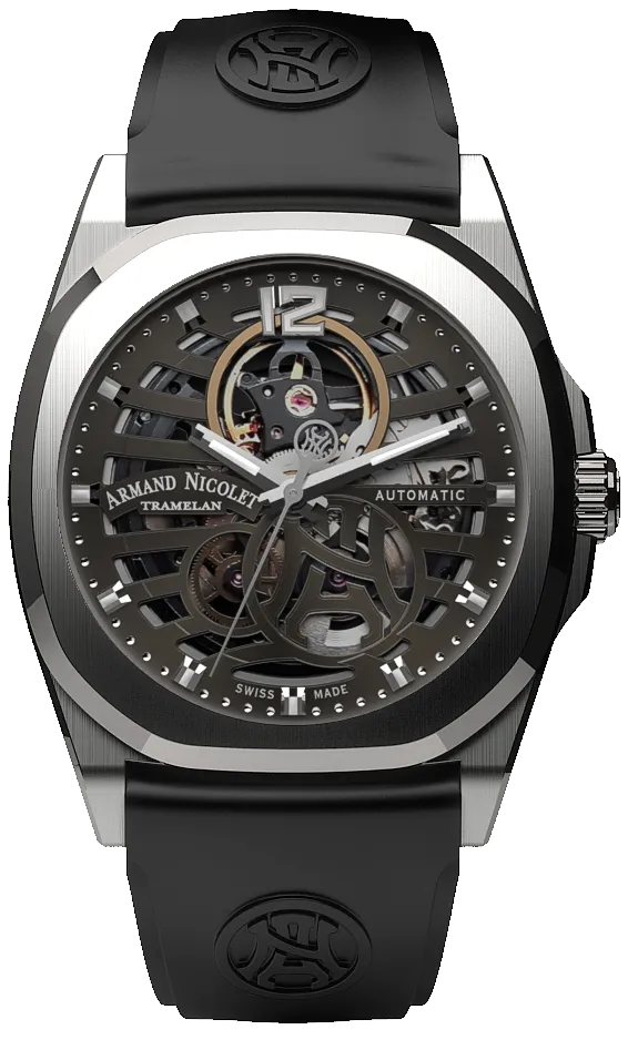 Armand Nicolet Men's Watch J09 Skeleton 41mm Grey Black A660SAA-GR-GG4710N