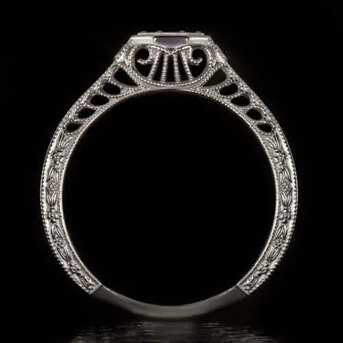 ART DECO DIAMOND G VS PLATINUM ENGAGEMENT RING SETTING VINTAGE STYLE COCKTAIL