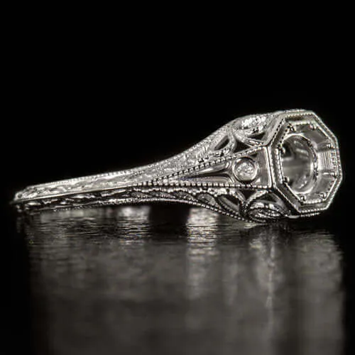 ART DECO DIAMOND G VS PLATINUM ENGAGEMENT RING SETTING VINTAGE STYLE COCKTAIL