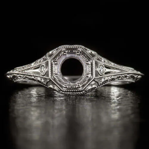 ART DECO DIAMOND G VS PLATINUM ENGAGEMENT RING SETTING VINTAGE STYLE COCKTAIL