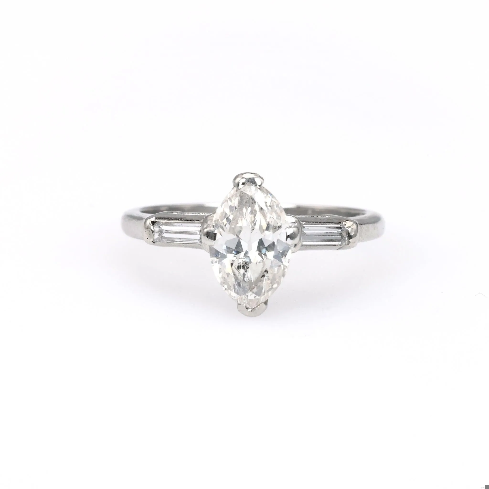 Art Deco GIA 1.04 Carat Marquise Cut Diamond Platinum Ring