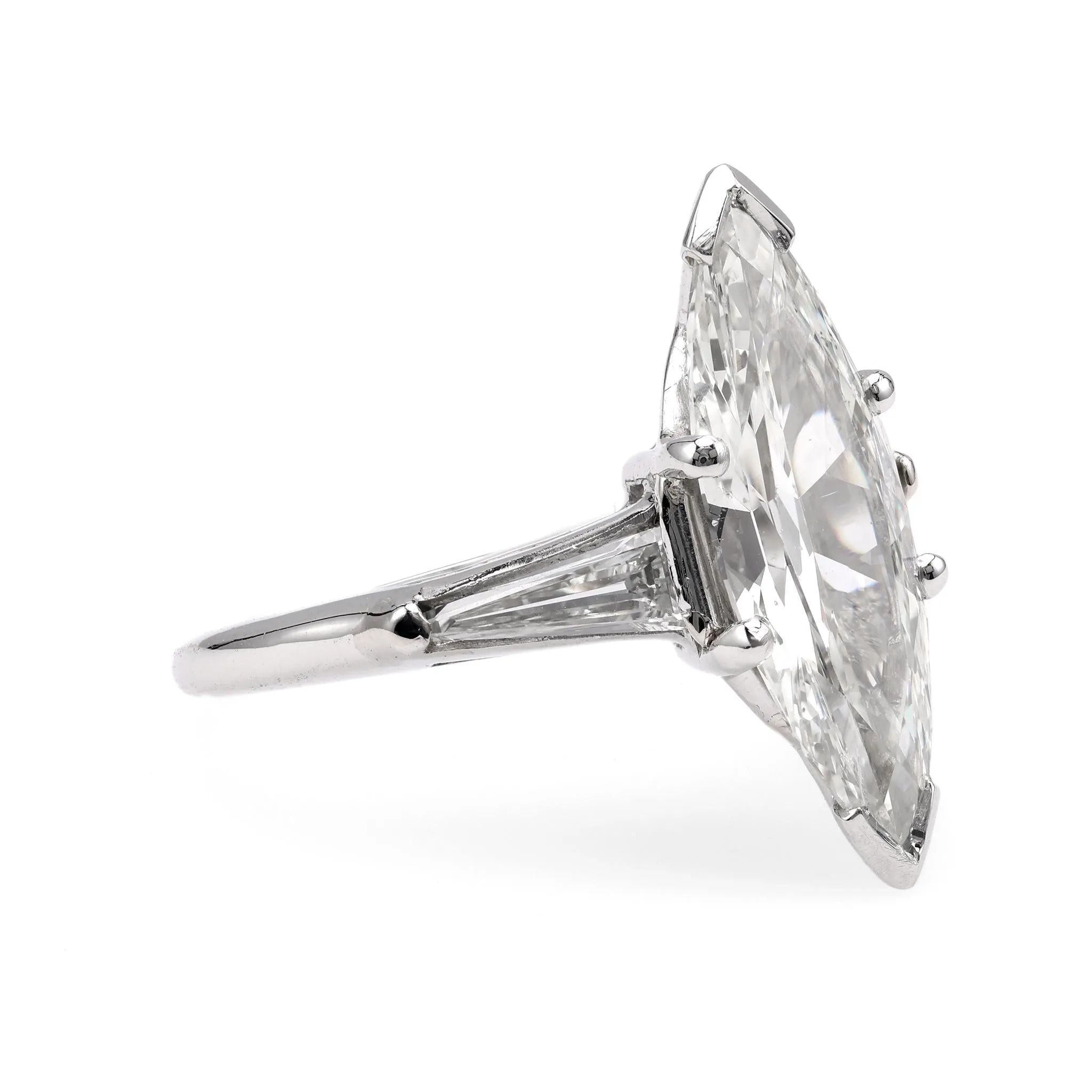 Art Deco GIA 2.09 Carat Marquise Diamond Platinum Ring