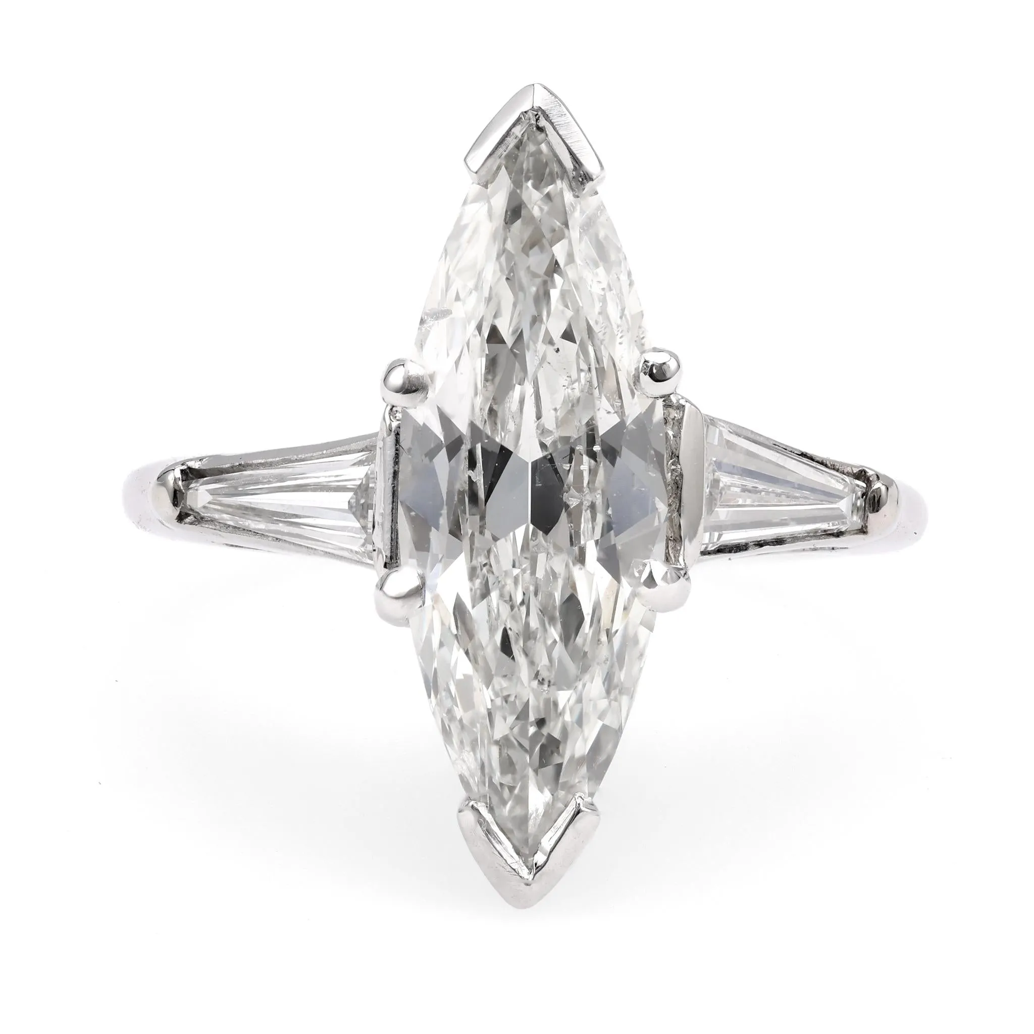 Art Deco GIA 2.09 Carat Marquise Diamond Platinum Ring