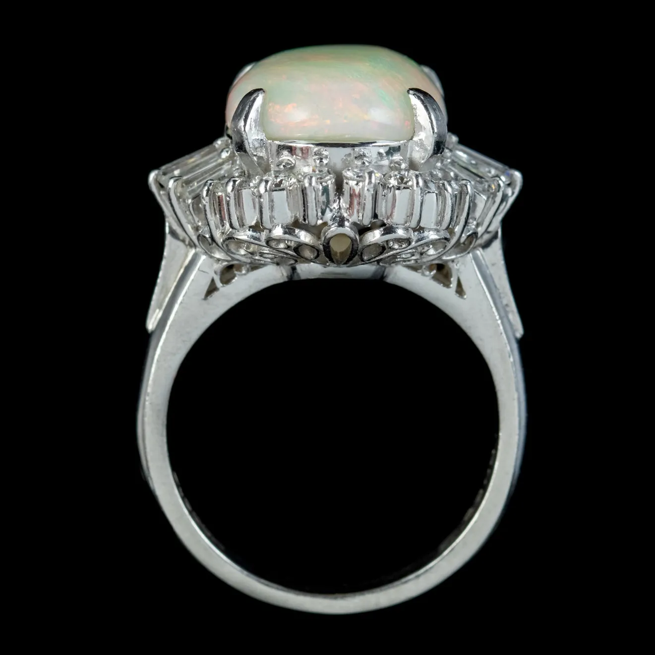 Art Deco Style Opal Diamond Cluster Ring 5ct Opal