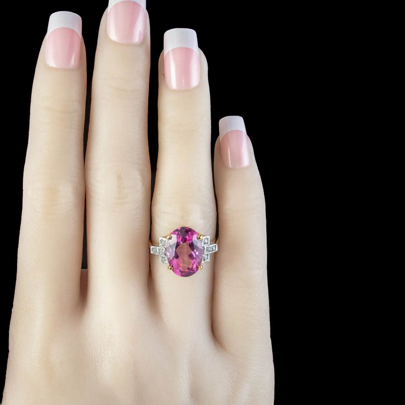 Art Deco Style Pink Topaz Cz Cocktail Ring 6ct Topaz