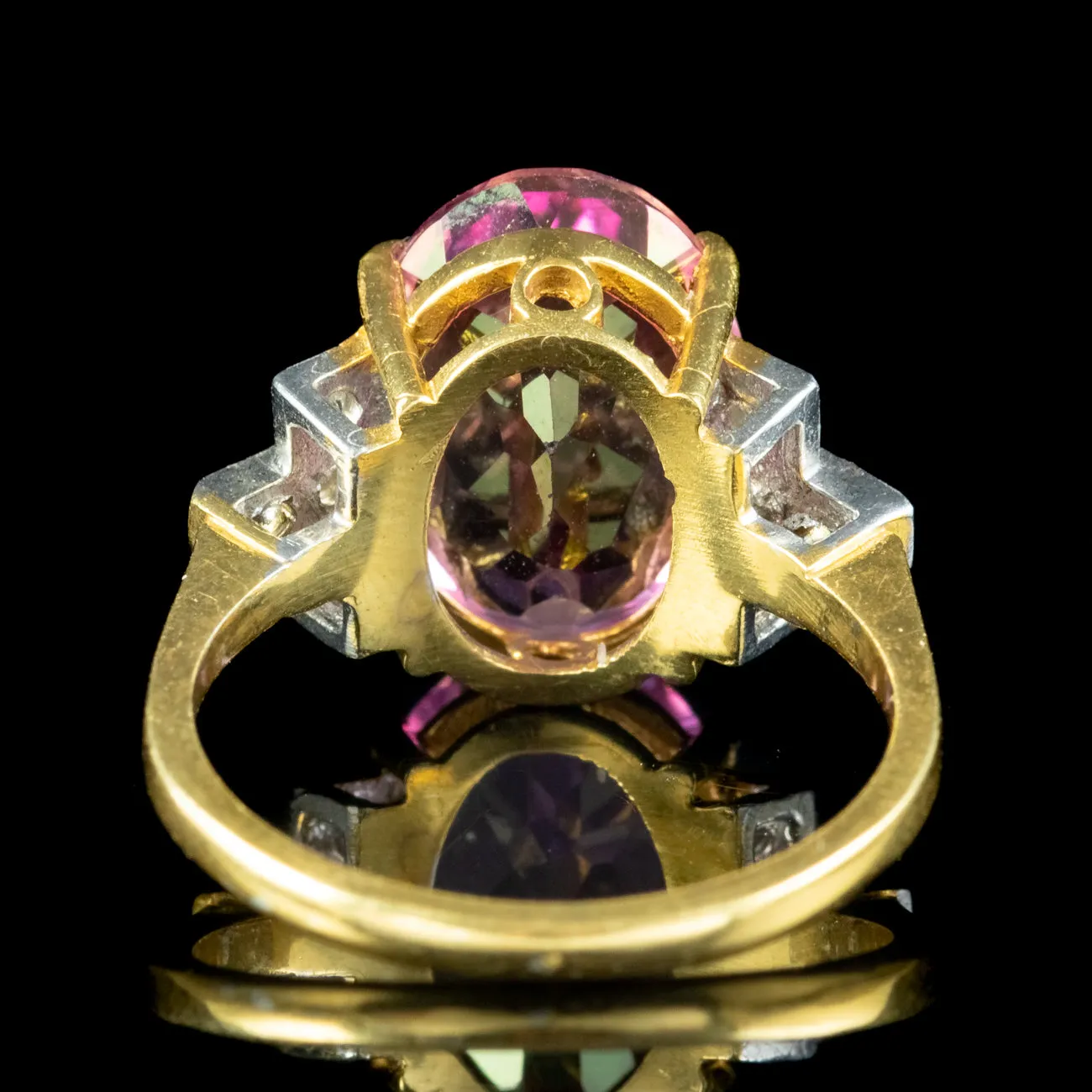 Art Deco Style Pink Topaz Cz Cocktail Ring 6ct Topaz