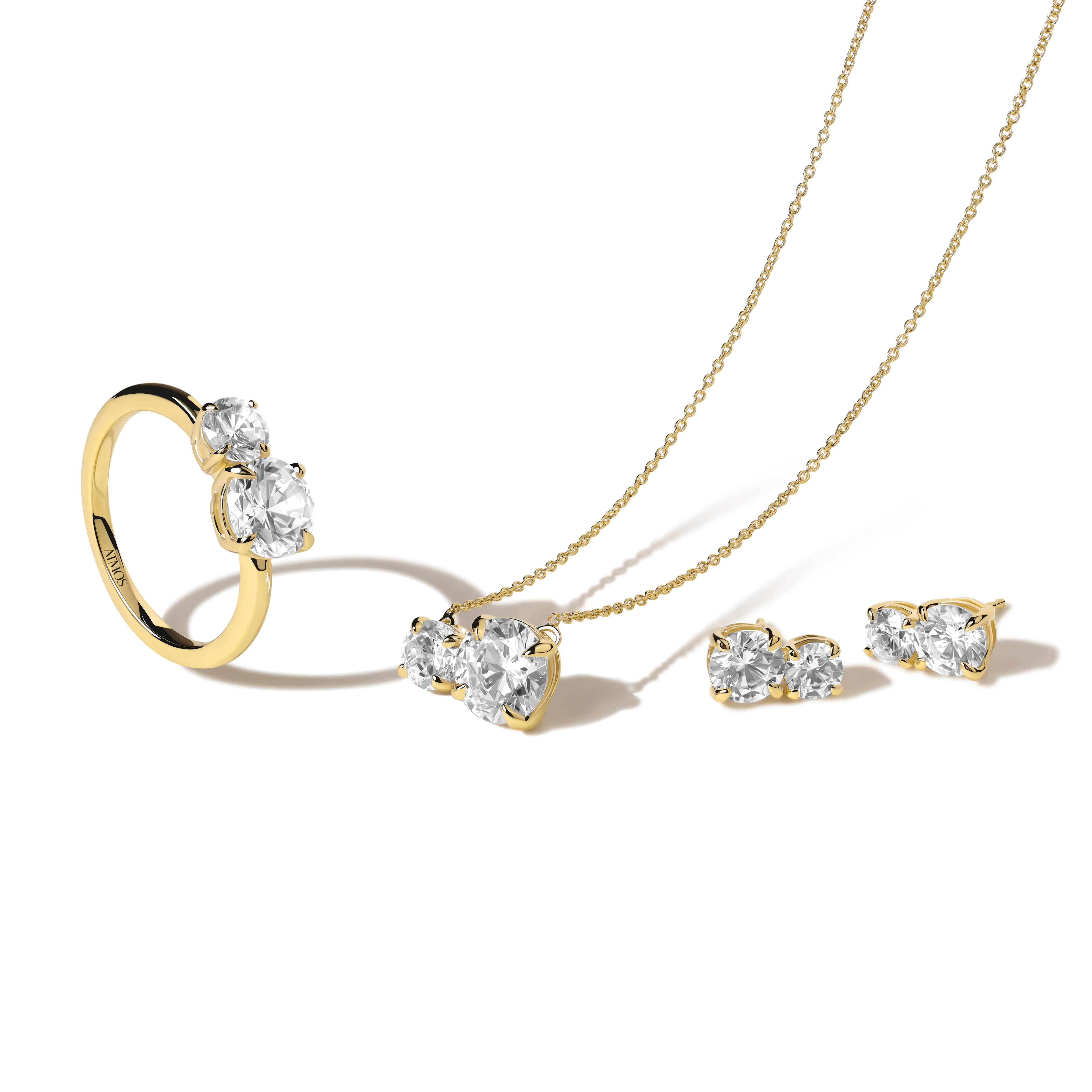 Asymmetrical Round Diamond Toi et Moi Necklace