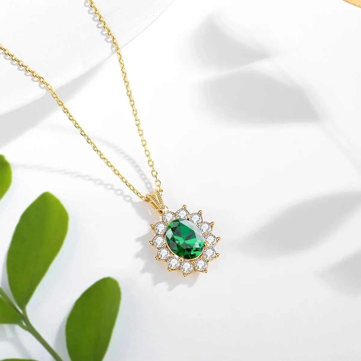 Au750 Gold Real 18k Emerald Necklace Women Oval Stone 8*10mm With Certificate Luxury Princess Diana K Gold Wedding Royal Jewlery