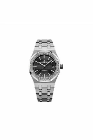 audemars piguet royal oak stainless steel 37mm with diamonds black dial ladies watch ref. 15451st.zz.1256st.01