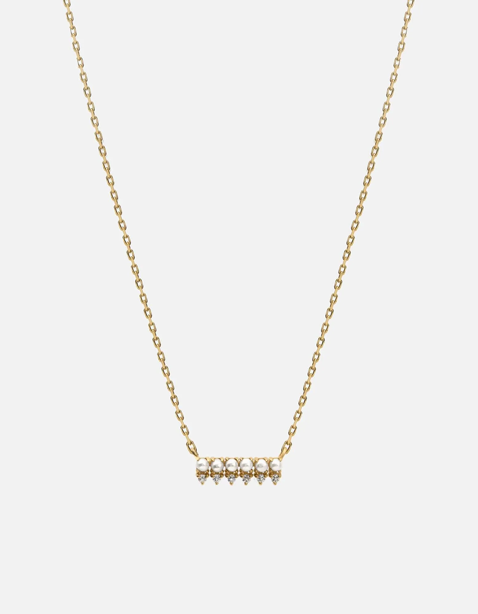 Aurea Pearl Necklace, 14k Gold Pavé