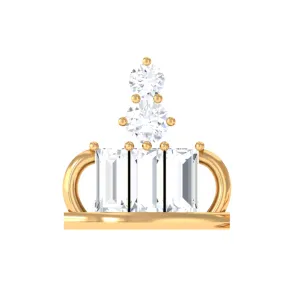 Baguette Moissanite Crown Earring for Cartilage Piercing