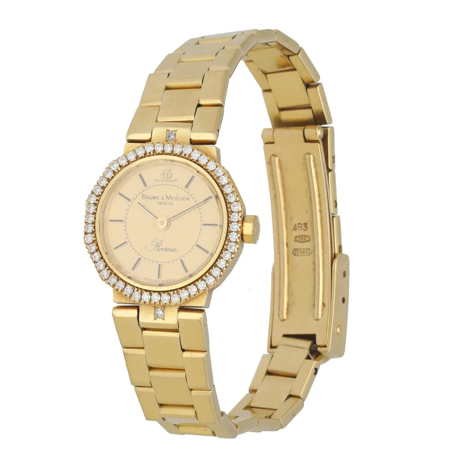 Baume & Mercier 18k Yellow Gold & Diamond Bezel Ladies Watch