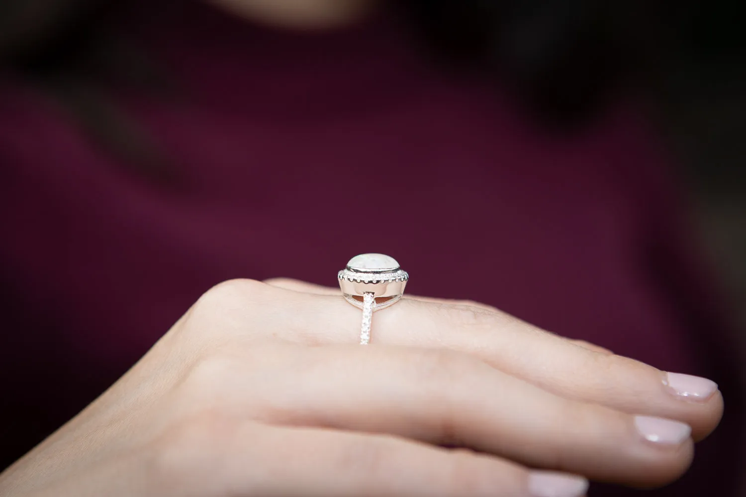 Bedazzled Circle Opal Cremation Ring