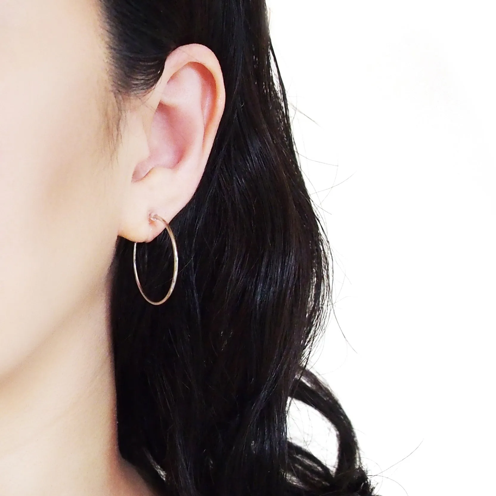 Big Invisible Clip On Hoop Earrings (Silver tone)