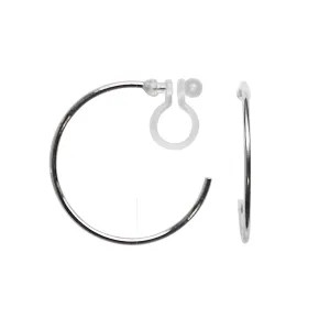 Big Invisible Clip On Hoop Earrings (Silver tone)