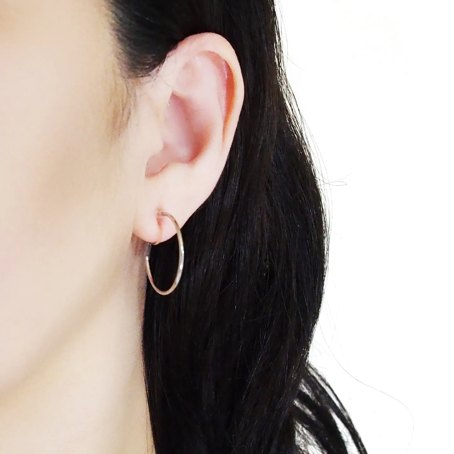 Big Invisible Clip On Hoop Earrings (Silver tone)