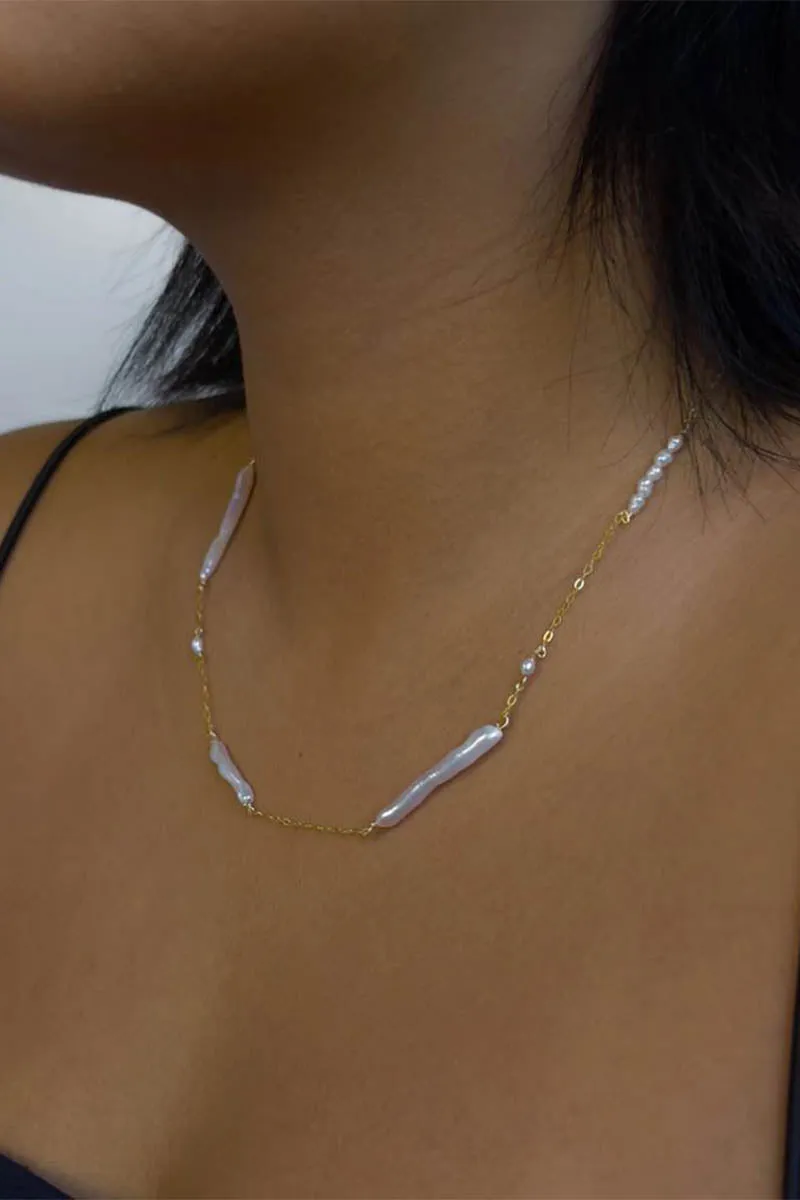 Biwa Pearl Gold Necklace