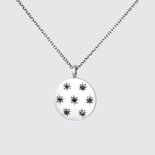 Black Onyx Star Set Disc Necklace