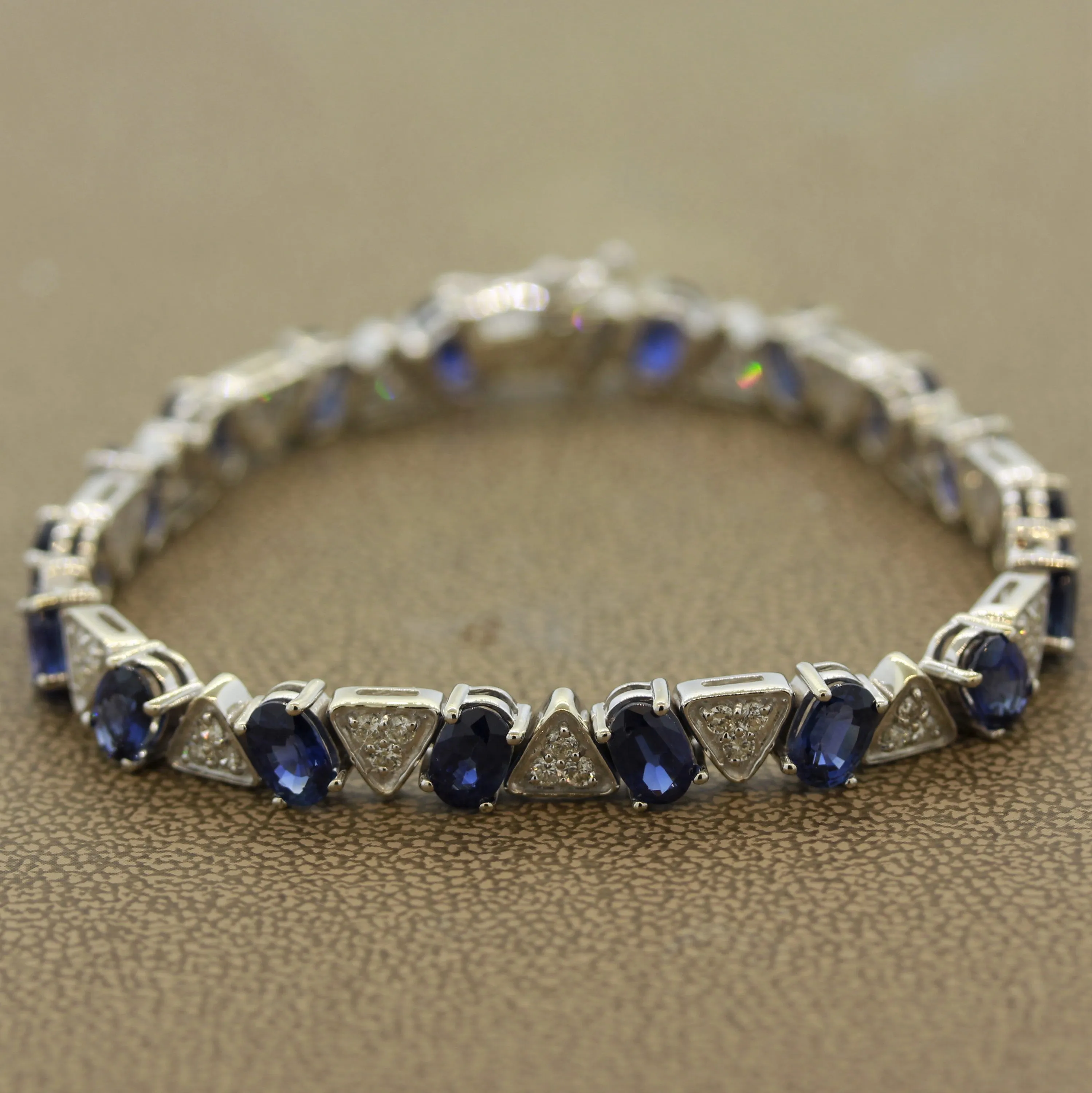 Blue Sapphire Diamond Gold Tennis Bracelet