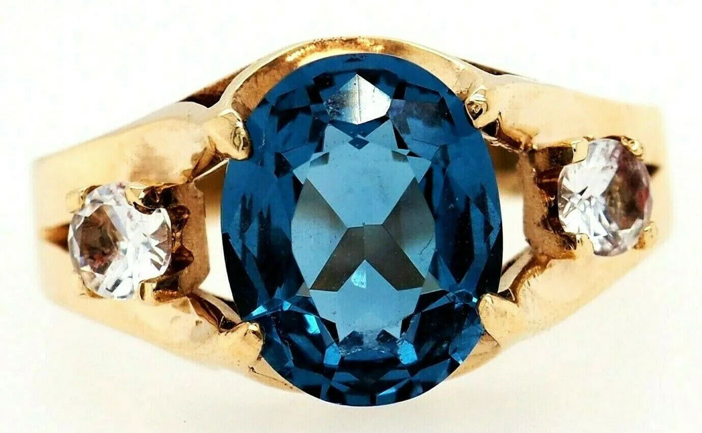 Blue Spinel 9ct Yellow Gold Dress Ring