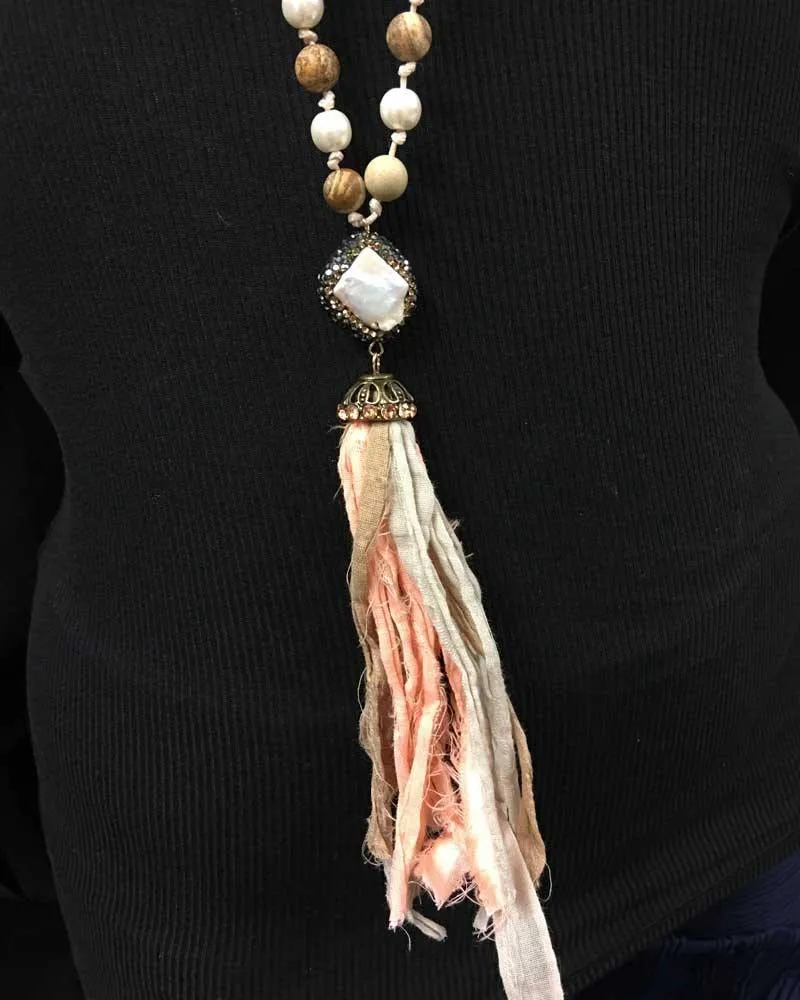 BoHo glam Silk Tassel Bohemian Necklace