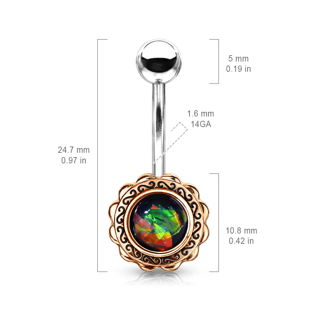 Boêmio Opal Belly Bar with Rose Gold Plating