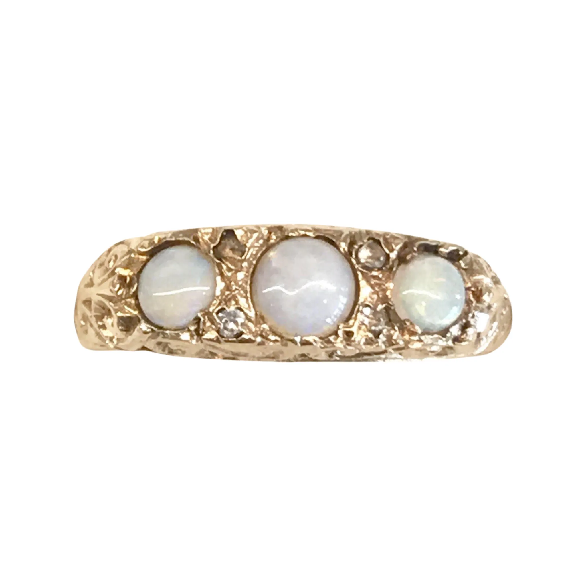 British Opal Ring with Diamonds