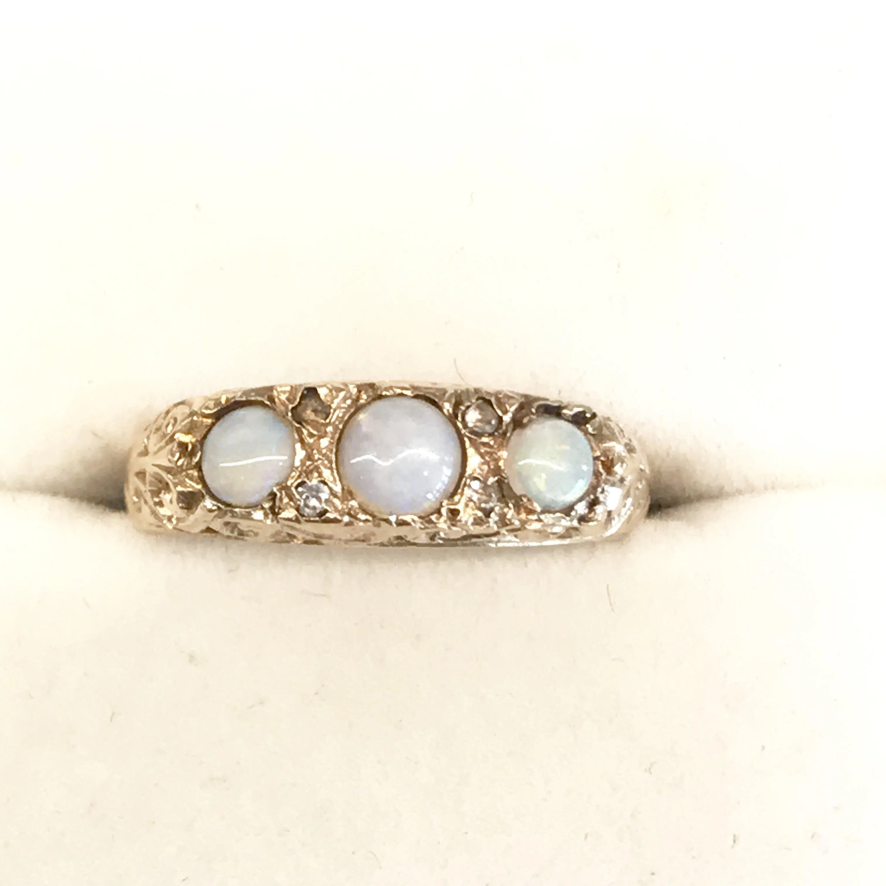 British Opal Ring with Diamonds