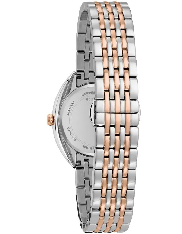 Bulova Womens Diamond Dress Watch - Brown Dial - Two-Tone - Bracelet - 30m