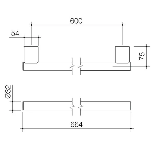 Caroma Opal Support Rail 600mm Straight – Brushed Nickel