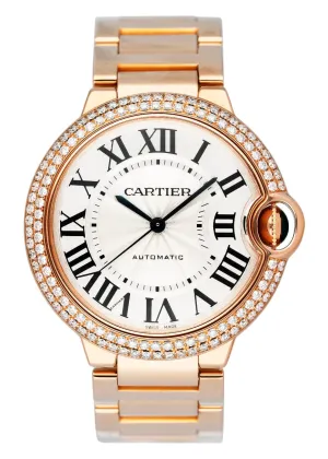 Cartier Ballon Bleu WE9005Z3 Diamond Rose Gold Mens Watch