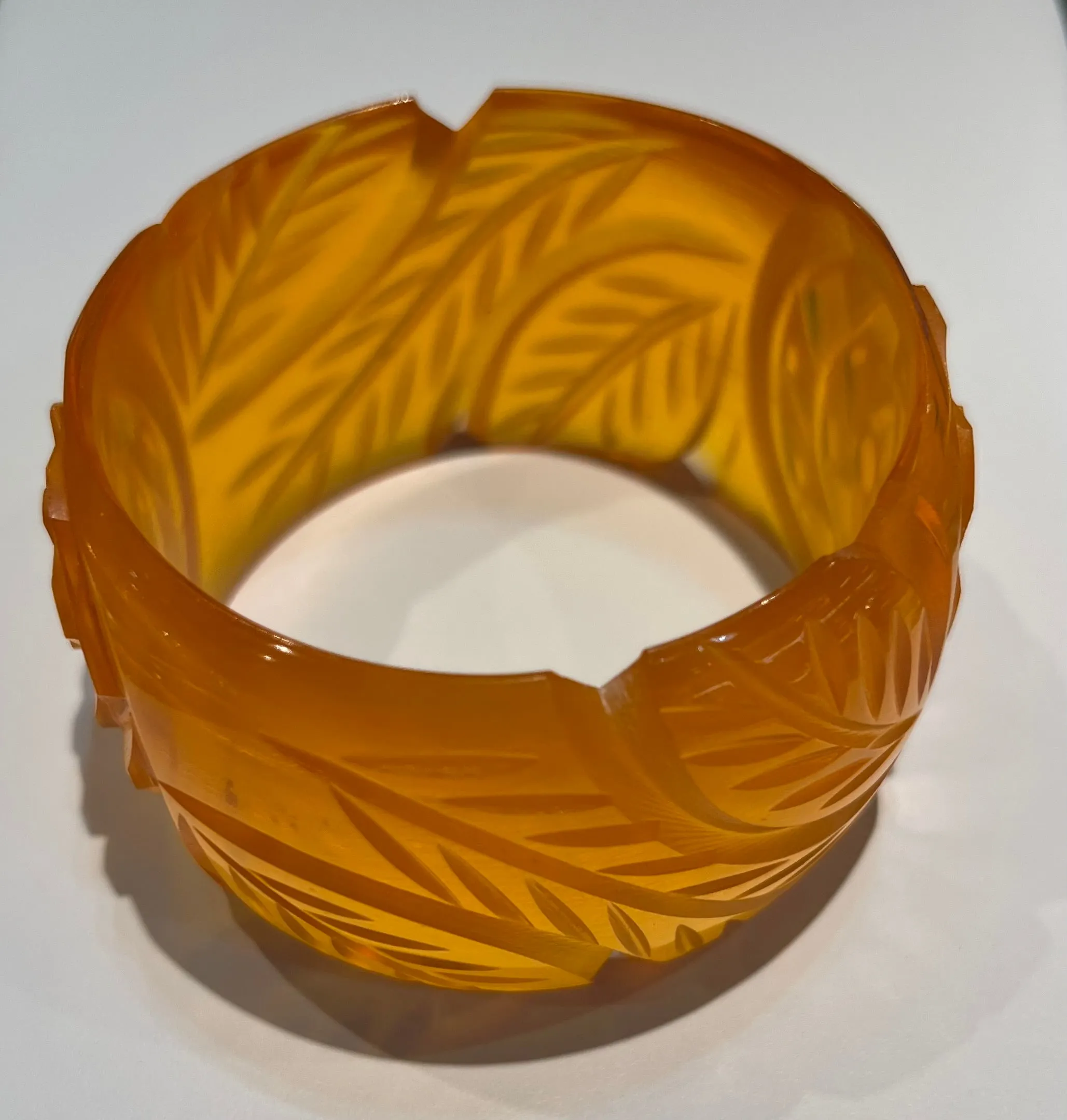 Carved Floral Copal Bangle