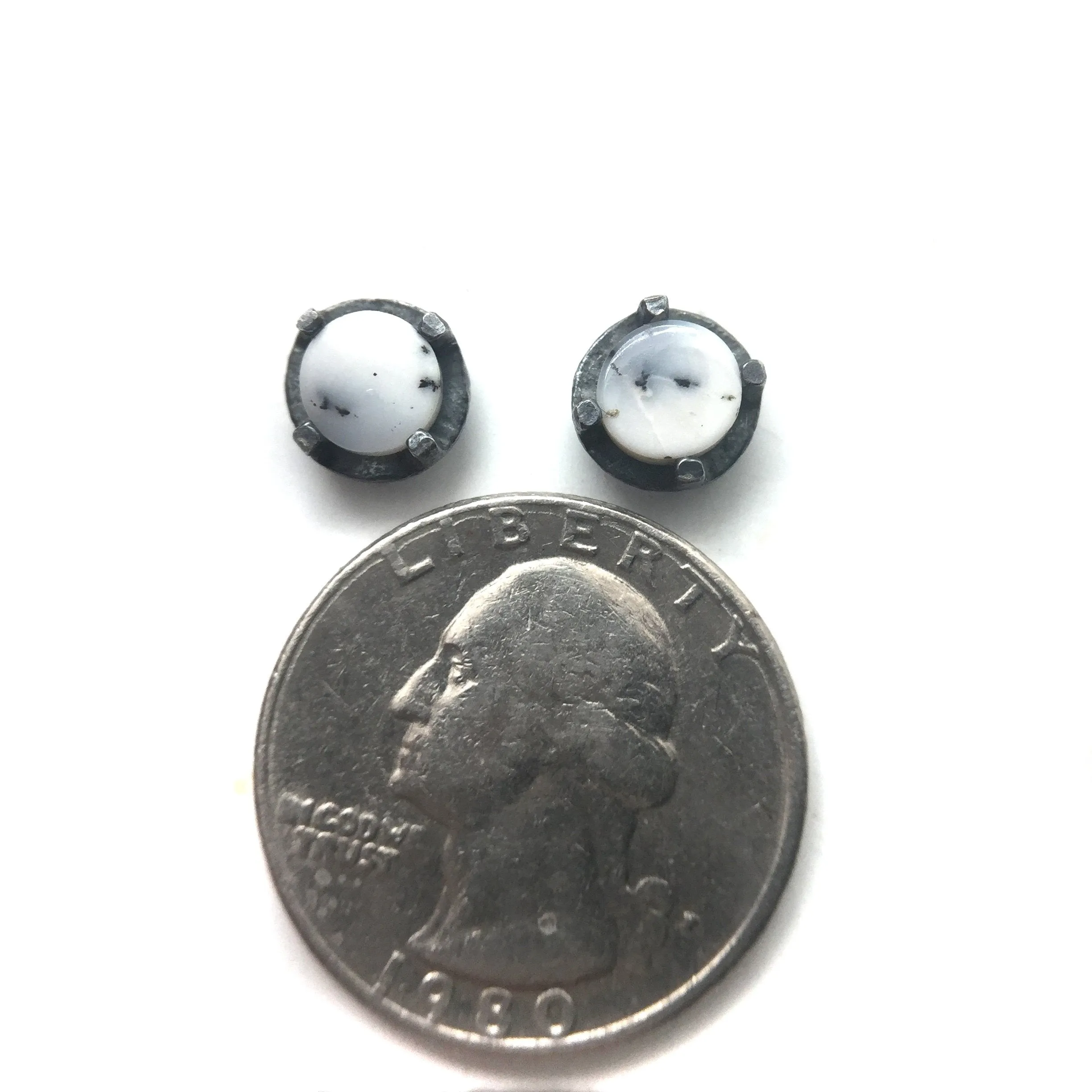 Carved Studs - Dendritic Opal