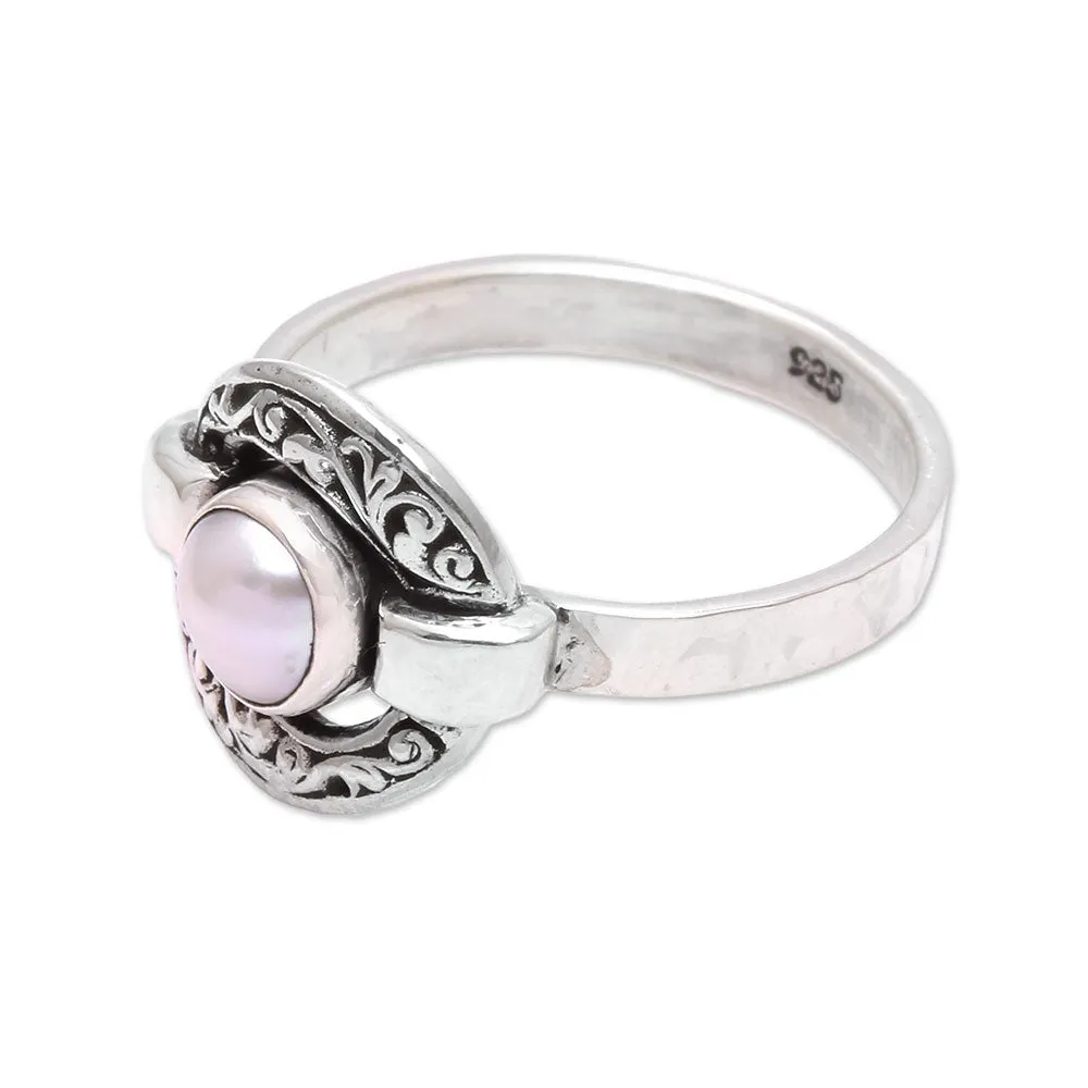 Circular Cultured Pearl Cocktail Ring from Java - Circular Glow | NOVICA