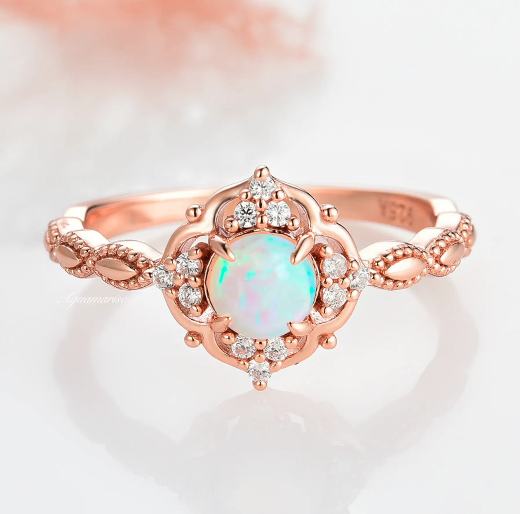 Claire Australian Opal Ring-14K Rose Gold Vermeil