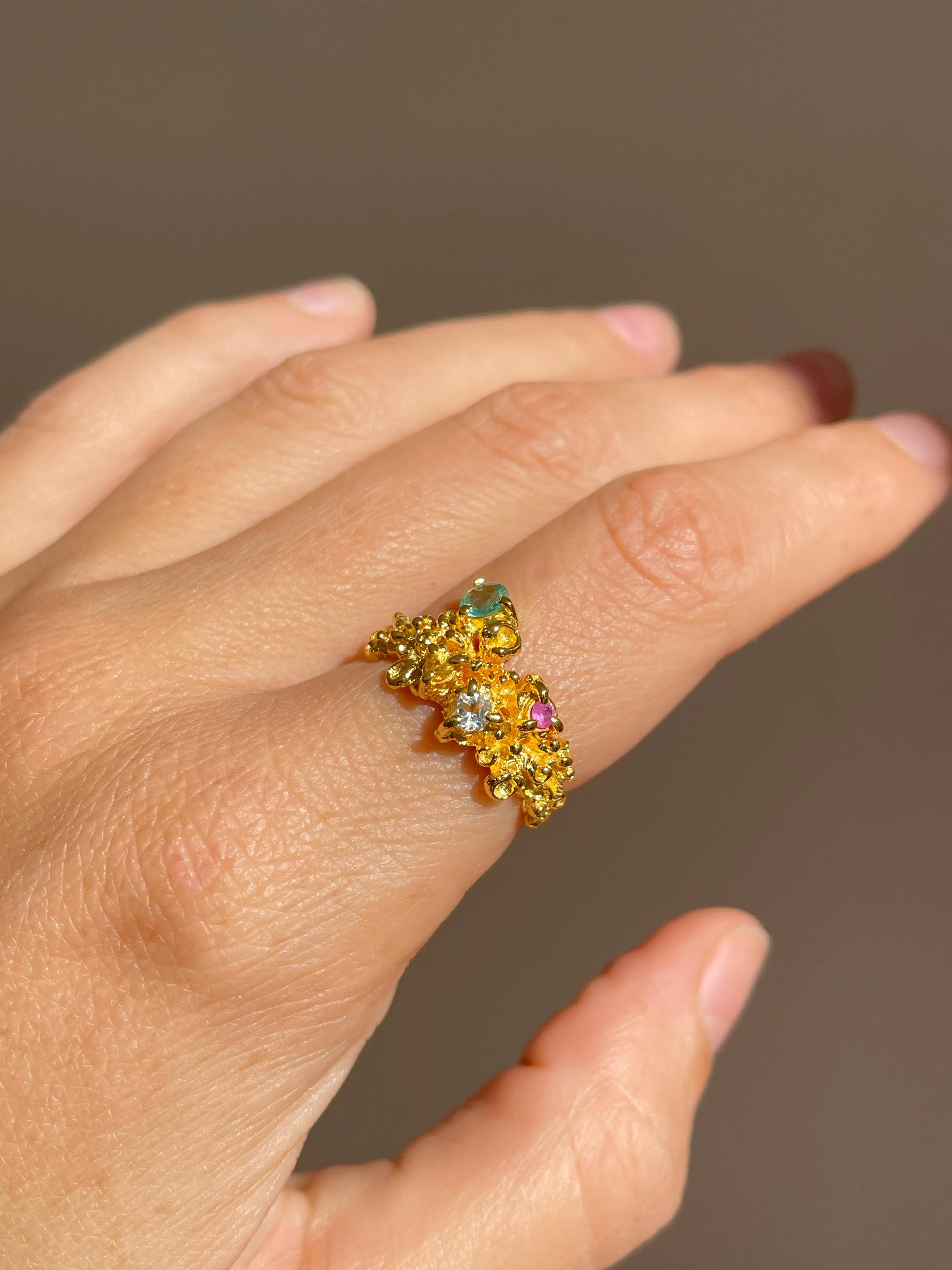 Coral Ring Gold # 3 | Size 7