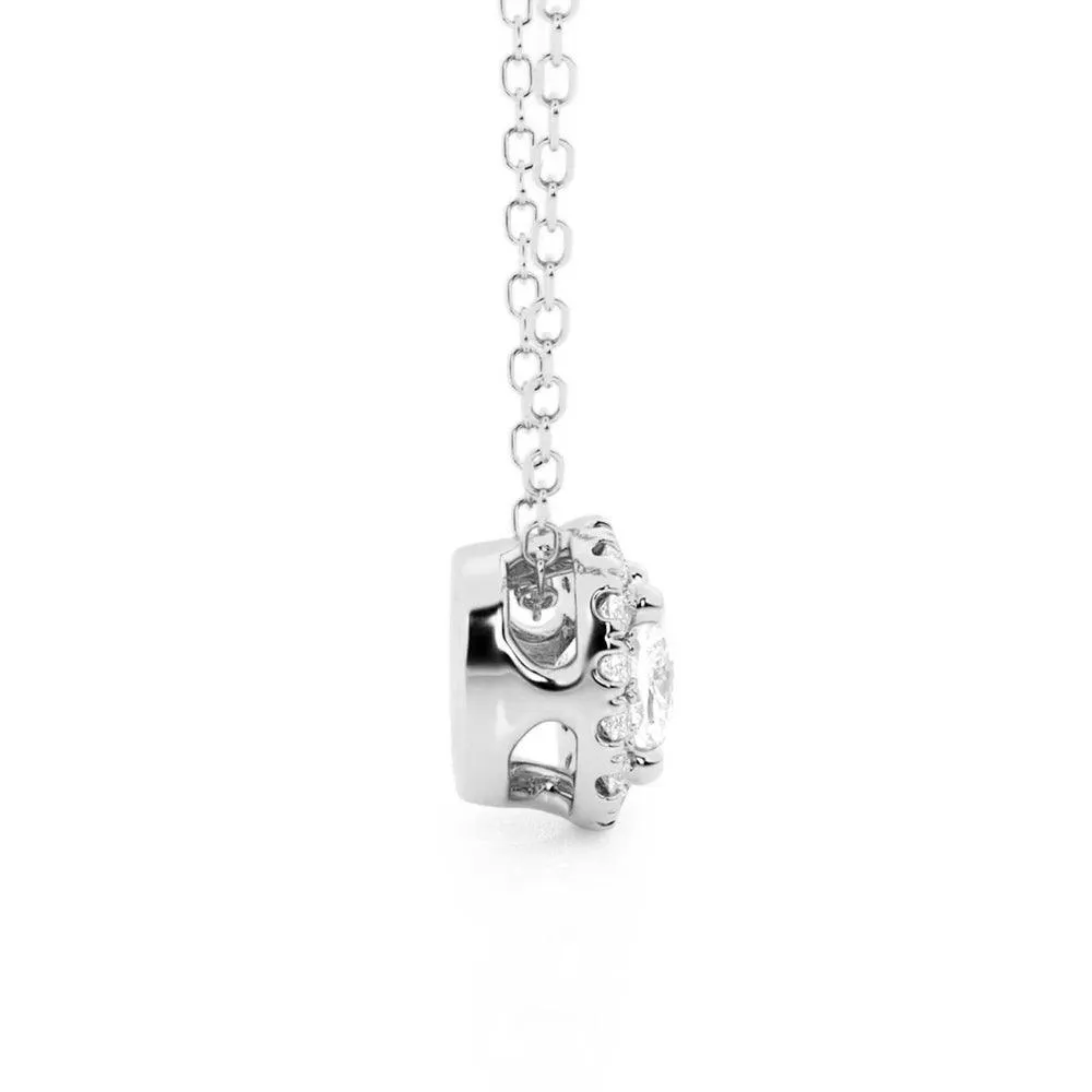 Cushion Cut Pavé Moissanite Halo Pendant Necklace