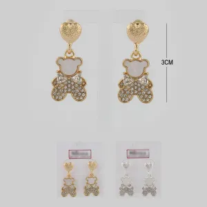 Cute Bear Rhinestone Earrings 1391 (12 units)