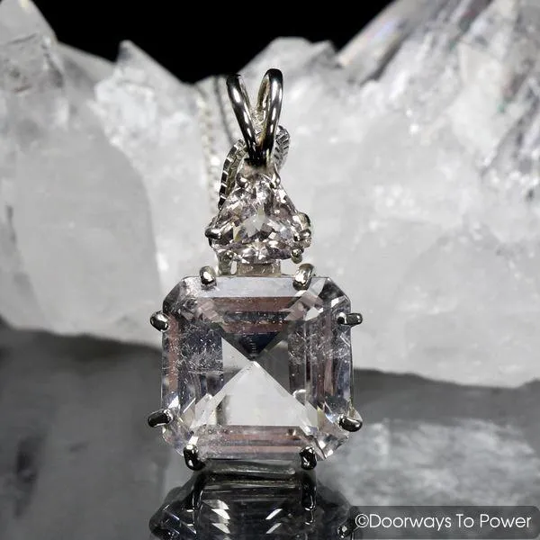 Danburite & Morganite Earth Heart Crystal Pendant .925 SS