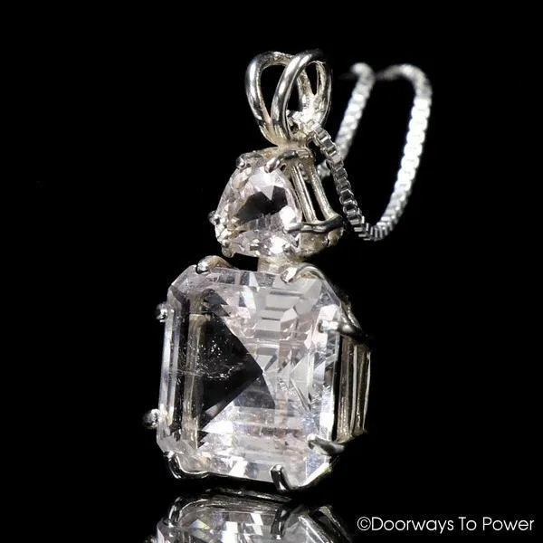 Danburite & Morganite Earth Heart Crystal Pendant .925 SS