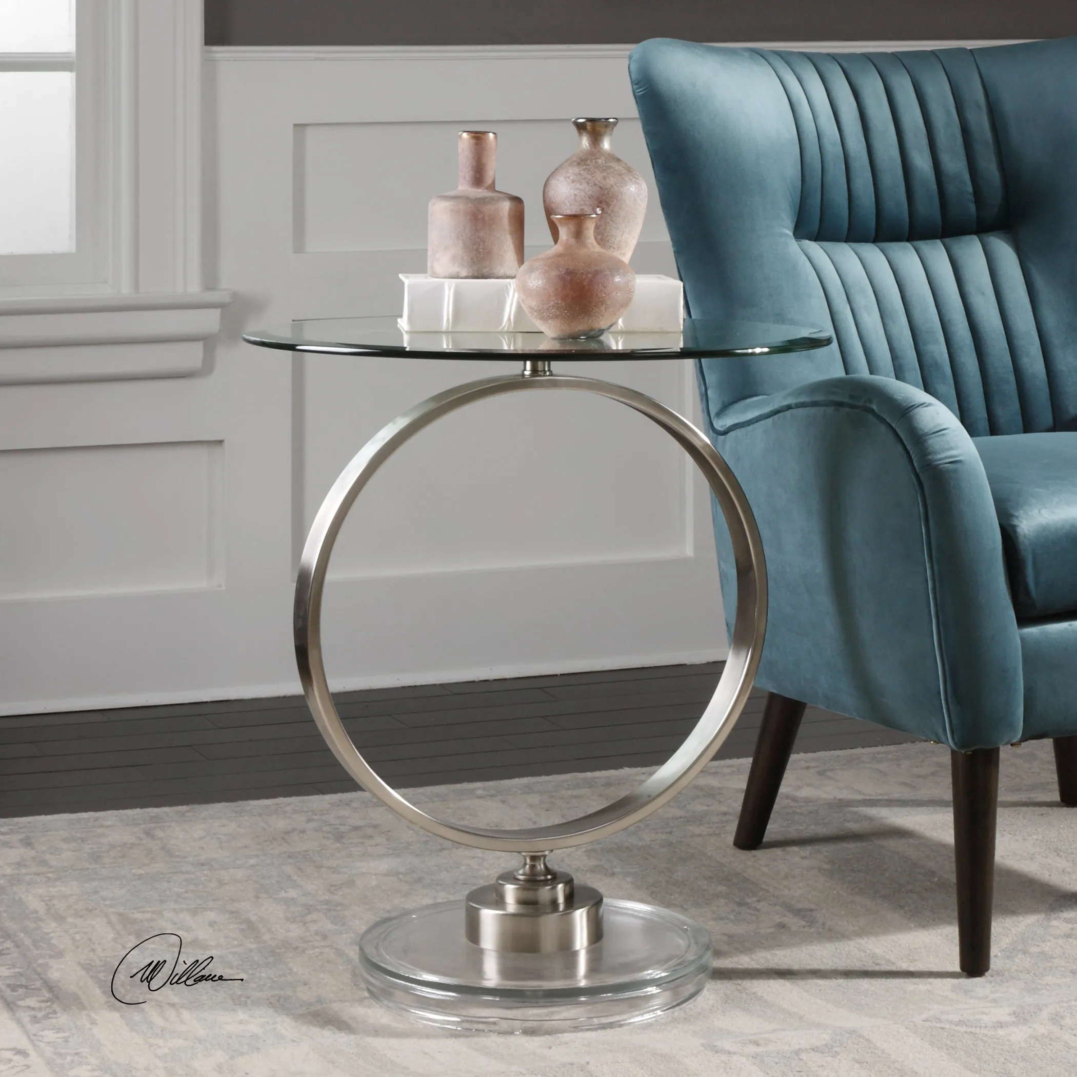 Dixon Brushed Nickel Accent Table