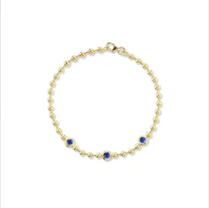 Double Bubble Bezel Blue Sapphire Bracelet