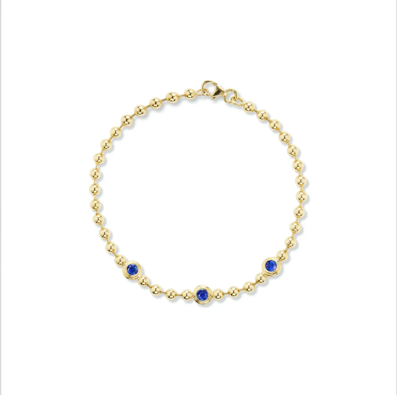 Double Bubble Bezel Blue Sapphire Bracelet