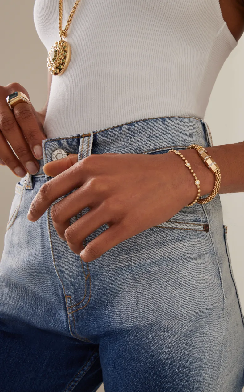 Double Bubble Bezel Blue Sapphire Bracelet