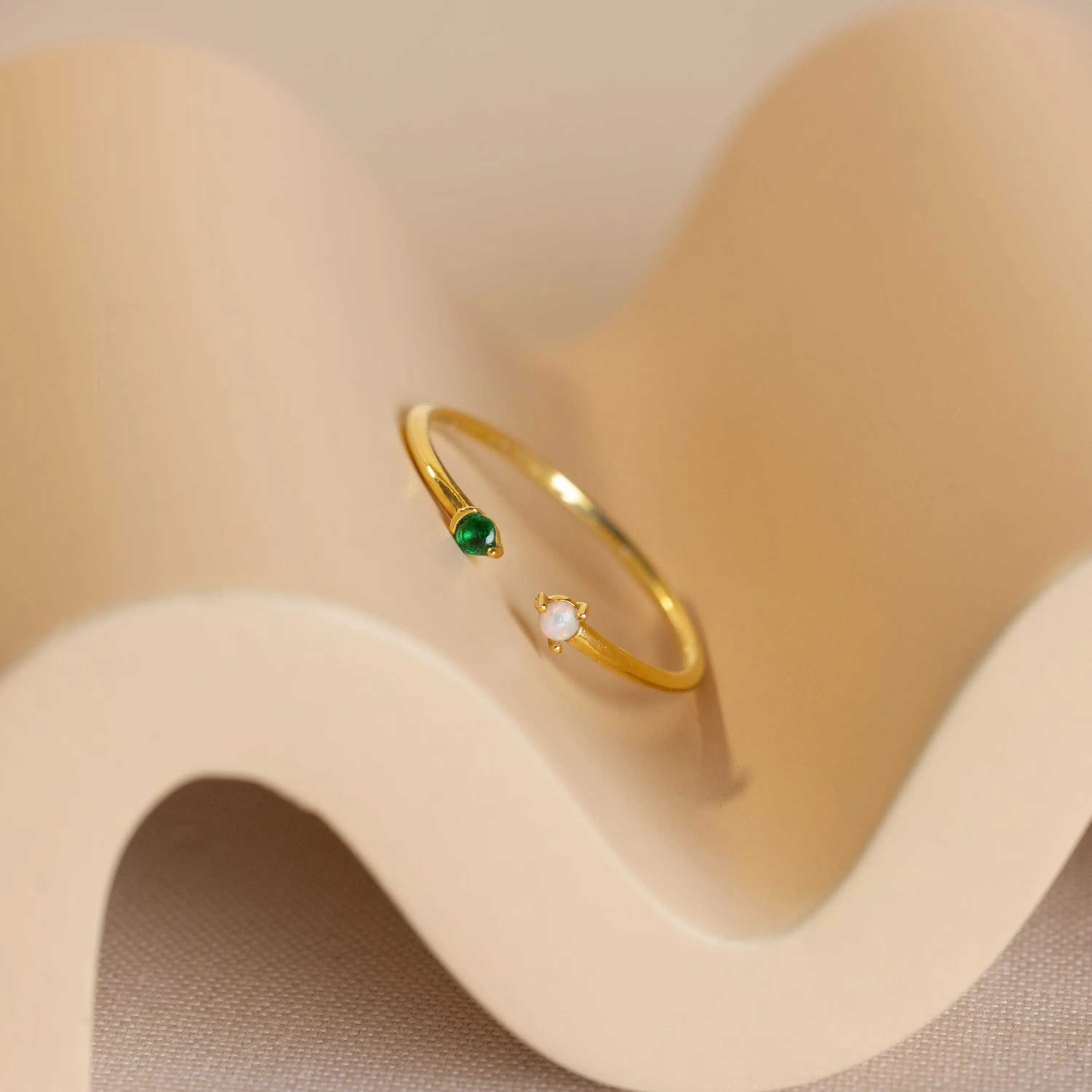 Duo Birthstone & Opal Ring