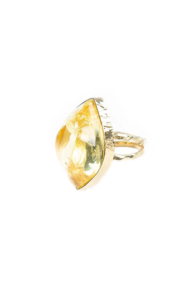 Dutchess Clear Amber Ring