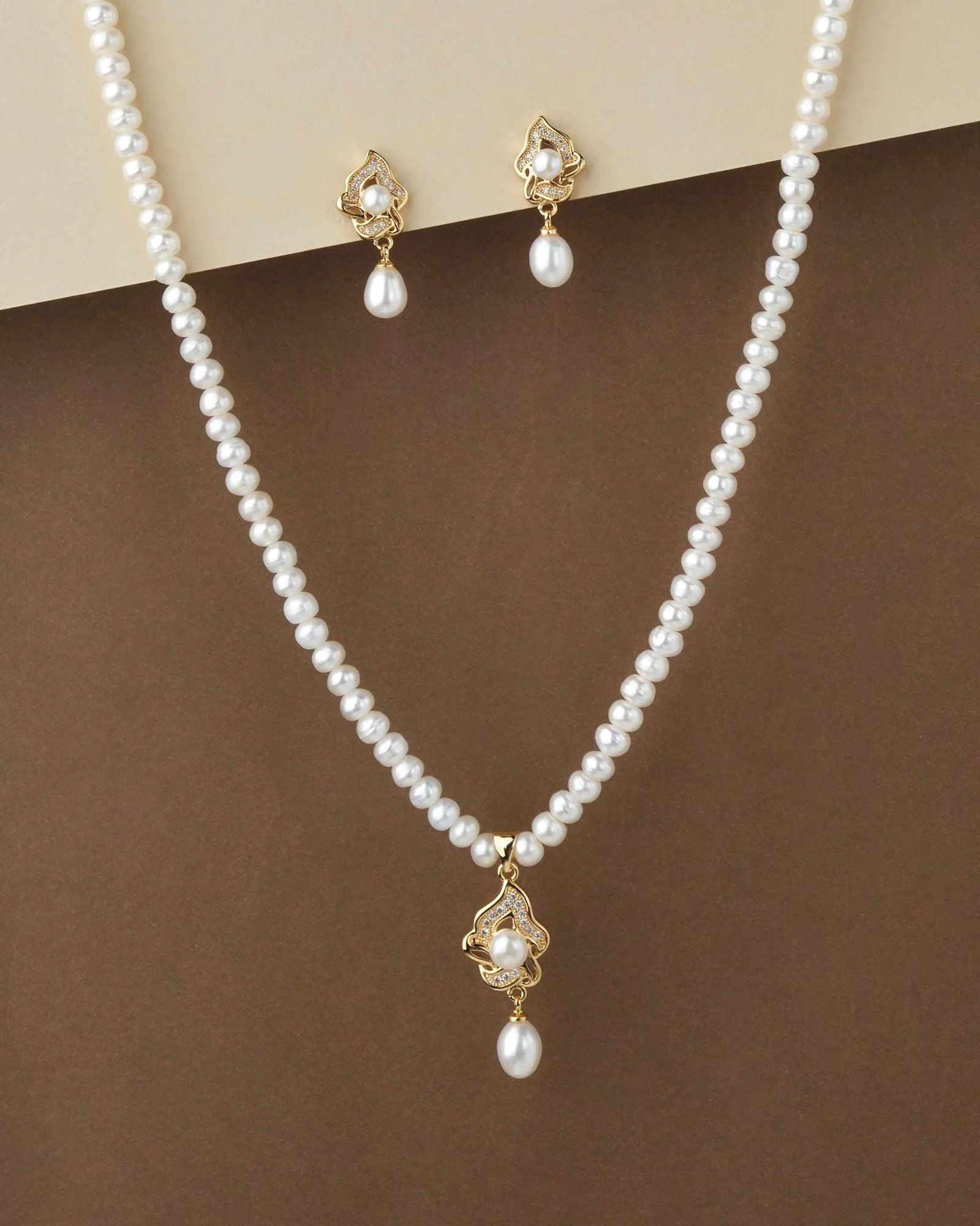 Elegant Real Pearl Necklace Set S23550